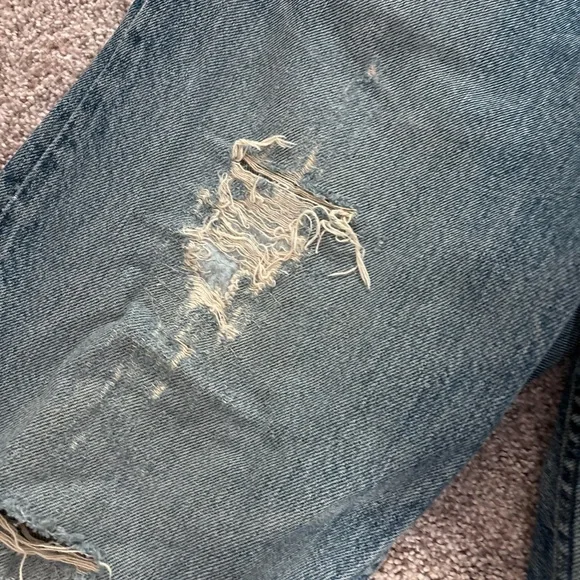 Distressed Levi’s 501 Blue Jeans - Picture 3 of 15